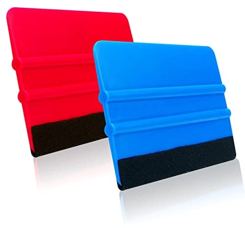 Devenirriche Felt Edge Squeegee Car Wrapping Tool, 2 Pcs Vinyl Wrap, Window Tint Kit, Application Tools, for All, Film, Wallpaper Installation, Stickers, Blue, Red, 10.2x7.4cm, XNJP/HY-77