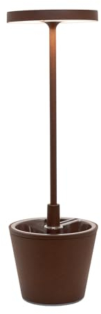 Zafferano, Lampe Poldina Reverso, Lampe de Table Rechargeable et Sans Fil avec Contrôle Tactile, Adaptée pour le Salon et l'Extérieur, Dimmer, 2200-3000 K, Hauteur 35 cm, Couleur Corten