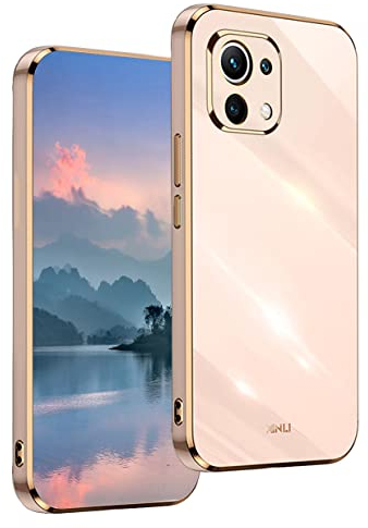 UPLAI Hülle für Xiaomi 11 Lite 5G NE/Xiaomi Mi 11 Lite, Ultra Dünn Stoßfest Handyhülle mit Mode-Galvanik-Design, Prämie TPU und Sanft Silikon Schutzhülle.(Rosa)
