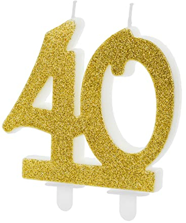 Kerze 40 Gold Geburtstagskerze 40 Zahlenkerze Glitzer 40. Geburtstag Männer Frauen Dekoration 40 Geburtstag Torte Kuchen Topper Feier 40