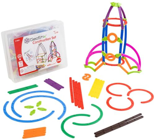 edxeducation GeoStix 3D Construction Set | 110 Connecting Toys in 10 Colours | STEAM Building Toy | Construct 2D and 3D Shapes