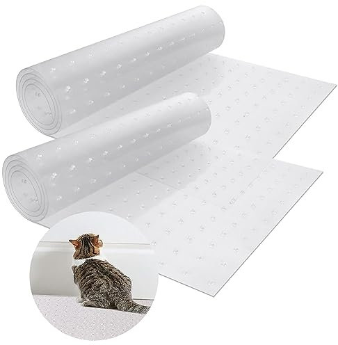EATHEATY Cat Carpet Protector, 2 Pack, 3.6ft x 1.2ft, Clear, PVC Scratch Stopper for Carpet, Non-Slip Under Door