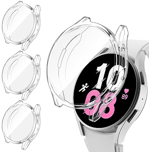 [3Stück] Kamita Hülle Kompatibel mit Samsung Galaxy Watch 6 40mm, Weiche TPU Bumper Cover mit Displayschutzfolie, Ultradünn Vollständige Abdeckung Schutzhülle für Samsung Watch6 Zubehör (Klar*3)