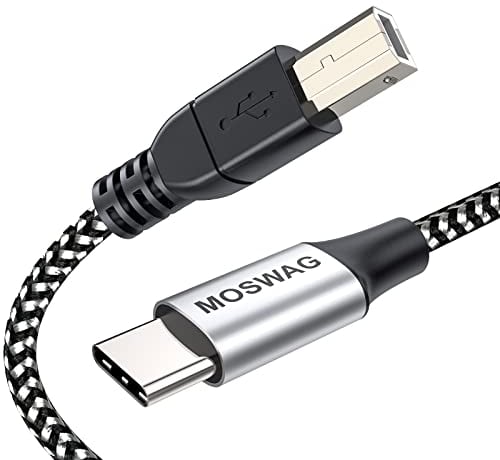 MOSWAG 32.8FT/10M USB C to USB B Midi Cable Type C to Midi Cable Printer Scanner Cord with Metal Connector Compatible with AiO,HP,Canon,Samsung Printers,Brother,MacBook Pro,Dell and More