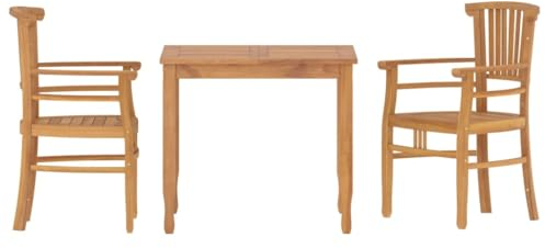 vidaXL Garten Essgruppe 3-TLG., Gartenmöbel Set Tisch 2 Stühle, Sitzgruppe für Garten Terrasse, Gartengarnitur Gartenset, Massivholz Teak