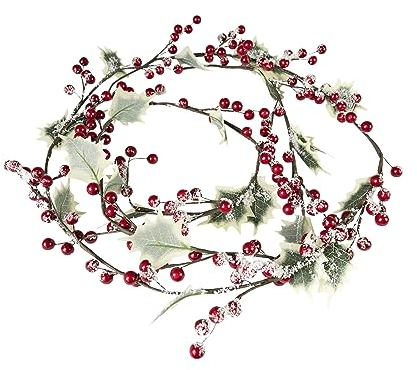 Künstliche Weihnachtsgirlande, Rote Beerengirlande, Weihnachts-Türdekoration, Girlande mit für Zuhause, Treppen, Kamin, Veranda, Tür, Innen- und Außenbereich, Weihnachtsdekoration(Rot und Grün)
