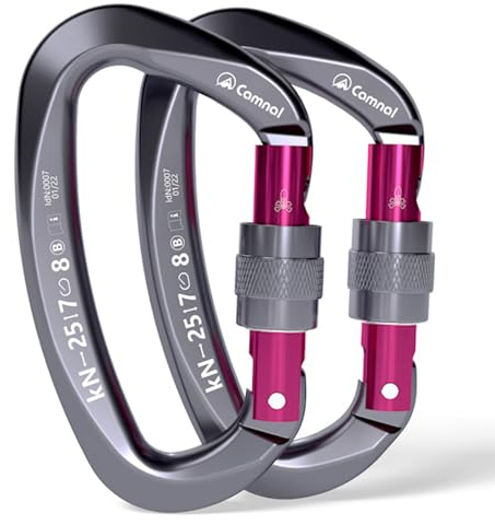 CAMNAL-Karabiner, UIAA-zertifizierte Kletterkarabiner [25KN] Hochleistungskarabiner mit Schraubverschluss zum Klettern, Arbeiten in der Luft, Fallschirmspringen, Hängemattenbau.