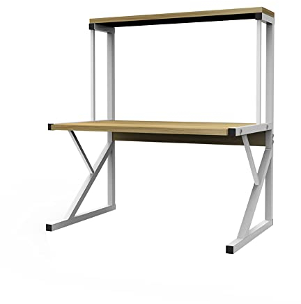 3 Etagen Ausziehbares Mikrowellenregal mit Hängenden Haken Mikrowellenständer mit Aufbewahrung für Küchentheke Organizer-65 * 54 * 30cm-walnussgelb