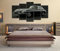 Klassisches Auto Schwarzer Sportwagen 5 Teilig Leinwandbilder Bild Auf Leinwand Wandbild Kunstdruck Wanddeko Wand Wohnzimmer Wanddekoration Deko Kunstdrucke Poster (Xxl/Mit Rahmen 200 X 10-9H4G/P2O