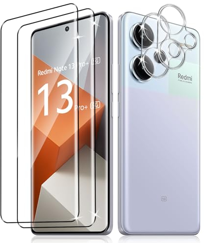 Liilaa Verre Trempé pour Xiaomi Redmi Note 13 Pro Plus/Note 13 Pro+ 5G, 2 Pièces Film Protection écran et 2 Pièces Caméra Arrière Protecteur, Anti-Rayures,Dureté 9H Glass, HD Transparent