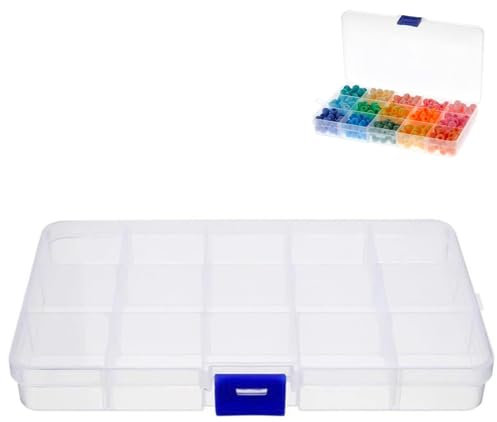 YCZARD 15 Grids Small Jewelry Storage Box Clear Plastic Compartment Bead Storage Box Jewelry Organizer Diamond Art Painting Accessories Container, Bead Organizer Case
