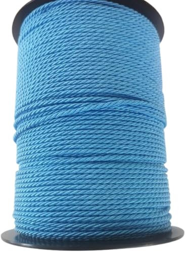 PIZZITALIANI Kordelband TÜRKIS BLAU geflochtene – Durchmesser 2 mm x 100 m, 3-strängiges Kordel, aus Polypropylen mit Baumwollkern, für Handwerk, Dekor, Nähen, Basteln, Armbänder