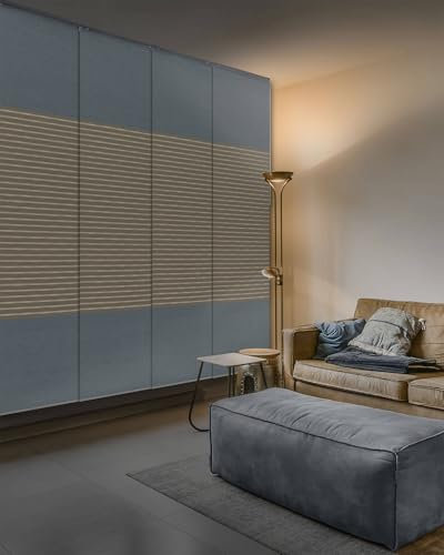 GoDear Design 99.99% Blackout Vertical Blinds 116-218 cm W x Up to 243 cm H, Extendable Rail Track Blinds for Bedroom, Sliding Glass Patio Door, Large Window, Denim Stitch
