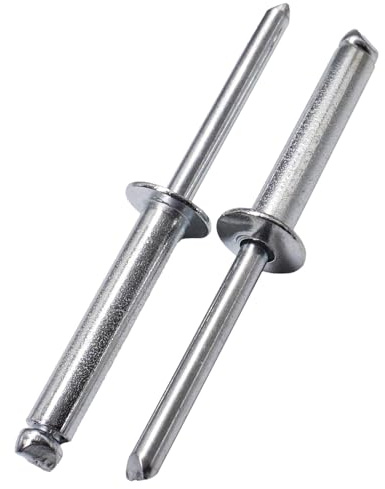SKIR'CO (15 Stück) Verzinkte Stahl-Blindnieten 6,0 x 25 mm, Stahldorn, Popnieten, Kuppelkopf, DIN 7337-Nieten