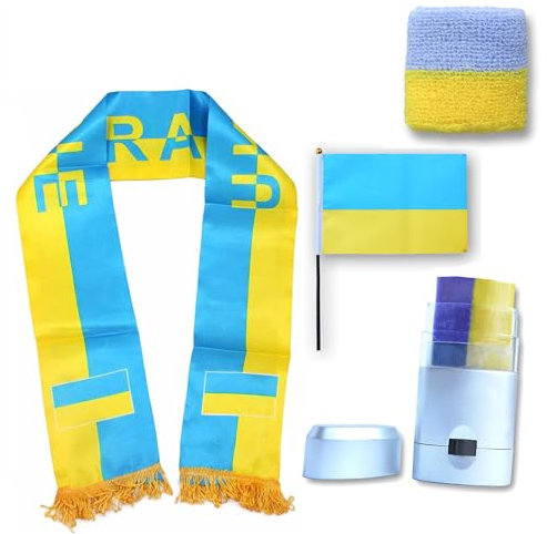 Sonia Originelli Fanset Fanartikel Fanschal Schweißband Fanschminke Schminkstft Fahne Flagge Farbe: Ukraine
