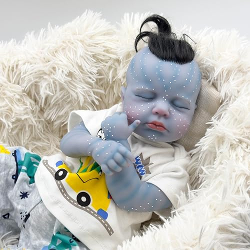 RXDOLL Schlafende Neugeborene Puppe Mädchen Avatar Loulou 20 Zoll Ganzkörper Silikon Vinyl Reborn Baby Puppen, die echt Aussehen Anatomisch korrekte Realistische Baby Puppe Badbar