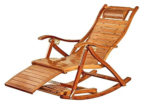 Schaukelstuhl für Erwachsene, zusammenklappbar, für die Mittagspause, für das Wohnzimmer, für ein Nickerchen, für das Bett, für den Balkon zu Hause, für die Freizeit, alter Bambusstuhl (Chrom)