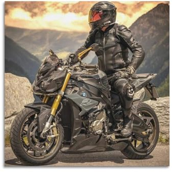 UNSGA Motorrad-Super-Bike-Poster für BMW S1000R, Rennwagen-Poster, dekorative Malerei, Leinwand, Wandposter und Kunstdruck, moderne Familienschlafzimmer-Dekoration, Poster, 40 x 40 cm