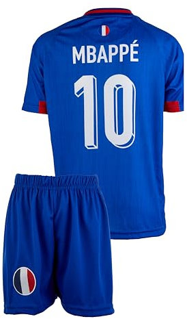 Mefstone Fußball-Trainingstrikot für Jungen, Mbappe, Blau, 10-11 Jahre, mit Shorts