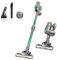 Dcbeduff Akku Staubsauger,150W / 9KPa Staubsauger Kabellos mit bis zu 40 Minuten Laufzeit,Mit LED-Licht, 2 Geschwindigkeiten, Anti Tangle Akkusauger für Hartböden, Teppich,Tierhaare (Green)