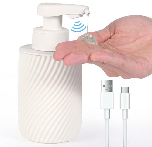 Autumnlife Seifenspender Automatischer Elektrischer Spülmittelspender Harz, IPX5 Wasserdicht Wiederaufladbarer Berührungsloser Soap Dispenser Mit Sensor für Küche, Badezimmer, Hotel - Weiß