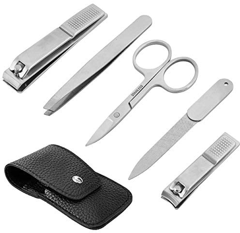 Kleines Reise Maniküre Set für Damen & Herren | Profi Nagelpflegeset für Fuß & Fingernägel | Nagelset im modernen Etui für Frauen & Männer | Nagelknipser Set 2025 (Silber)