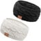 DRESHOW Women Warm Knitted Headband Cold Winter Ear Warmer Elastic Crochet Head Wraps Thick Fleece Lining Hair Bands