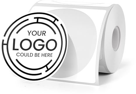 YIKIADA Thermoetiketten 50 mm Kompatibel mit M110/M220/T50M Rund Vinyl Selbstklebend Etiketten Rolle Aufkleber 180 Stück Weiß