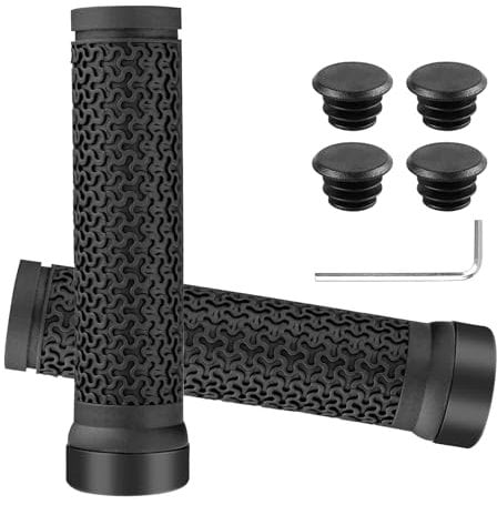 WOLMIK Bike Handlebar Grips - 2PCS Lightweight Mountain Bike Grips with Aluminum Single Lock on Clamp, Professional Non-Slip Rubber Bicycle Handle Grip for MTB, BMX, E-Bike, Hybrid, Scooter, Folding