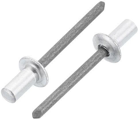 sourcing map 50Pcs 3/16x3/8 Aluminum Blind Rivets, Aluminum Grip and Steel Mandrel, Closed End Long Split Rivets for Metal, Furniture, Automotive, Silver