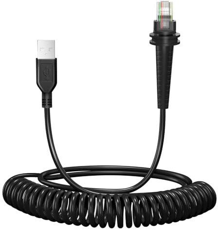 5 m Scannerkabel, RJ45, Spiral-Scanner-Ladegerät für Honeywell 1200G Kabel 1202G 1250G 1300G 1400G 1500G 1900G-HD 1470G 1472G 1452G 1911i 1980i 1981i-FR CBL-500 0-3000 -S00 USB-Kabel (1)
