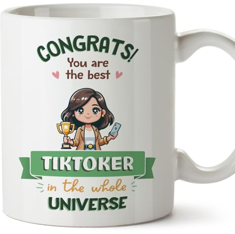 MUGFFINS TIKTOKER Woman Mug - in English - Best in Universe Trophy - Funny Gift for Colleagues - Ceramic 11oz Mug