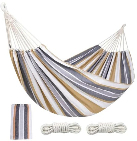Hamaca al aire libre | Hamaca de playa para dos personas | Hamaca de árbol a rayas | Columpio de camping grueso para niños, cómoda hamaca de camping con material duradero, columpio portátil para