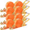 8 pcs Ratschengurte, Schwerlast 5000kg, 9m lang 50mm breit, Spanngurte mit Ratsche und Haken, Ratschengurte wetterfest, zurrgurte, für die professionelle Ladungssicherung LKW/Motorrad/Fracht, Orange