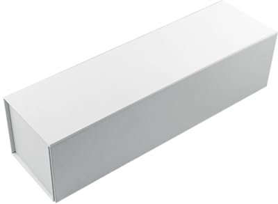 Luxury Black Magnetic Bottle Gift Folding Box with Neck Holder (L34cm x W9cm x H9cm), Anti-scratch Lamination (White)