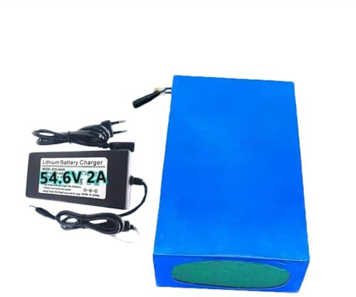48V 20Ah Lithium-Ionen-Akku, integriertes BMS-System, ideal für elektrische Fahrräder, Roller, Rollstühle, Eingebauter BMS mit Ladegerät XT60/T Plug 48V20AH,XT60+DC