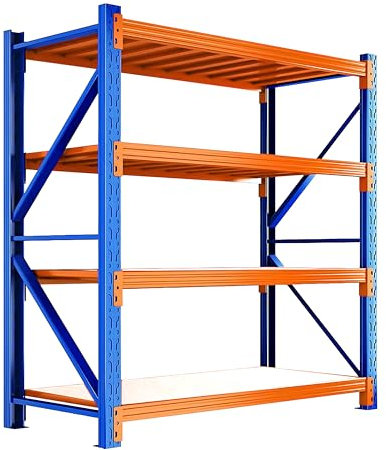 Brigros - Scaffale Metallo Garage Alta Portata, Scaffalature Metalliche Per Carichi Pesanti Con Ripiani In Multistrato, Scaffale Alto In Metallo Garage, Scaffali In Acciaio (200x50x200 cm)