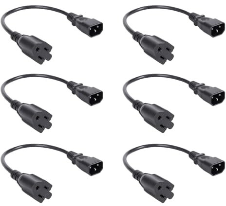 Reinscer 6Stück 1Ft Iec 320 C14 Stecker Stecker auf Nema 5-15R 3 Polige Buchse Pc Leistung Adapter Kabel Schwarz