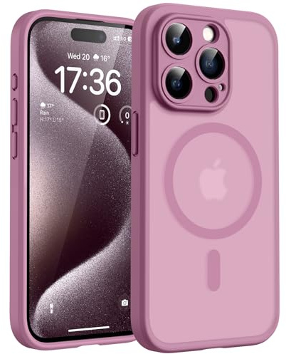 TOCOL Cover Magnetica per iPhone 15 Pro Max 6,7 Pollic, Compatibile con MagSafe, Protezione Fotocamera Integrata, Custodia Antiurto Traslucida Opaca, Lilla Viola
