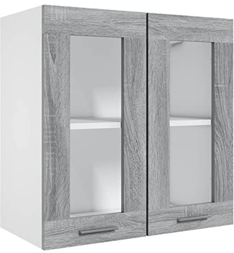 Tomostar Küchenoberschrank, Hängeschrank, Küche, Glasschrank, zum Aufhängen, Lyon Sonoma, Grau, 60 x 31 x 60 cm