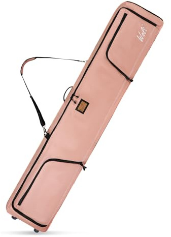 WOLT Snowboardtasche mit Rädern, gepolsterte Skitaschen für Flugreisen, passend für Doppelpaar Ski bis 175 cm