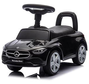 NINODOVAE Rutschauto für Kinder, Mercedes-Benz lizenziert, mit Hupe und Staufach, 12-36 Monate (Schwarz)