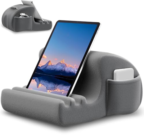 CreaDream Tablet Pillow Stand for Bed/Lap/Desk, Fits 4-13 Devices,Grey | Soft Pillow Stand with 3 Viewing Angles for Bed, Lap & Desk, Fits 4-13 iPad Pro/Air, Kindle, Galaxy Tab, Grey