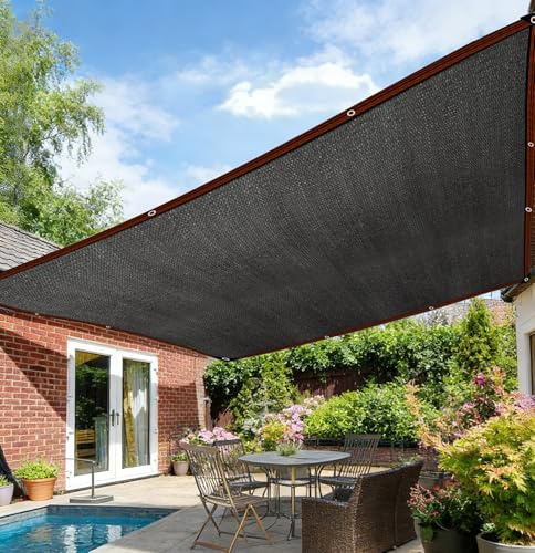 Sonnensegel Rechteckig 2X5M Schattiernetz mit Ösen Wasserdicht UV-Beständig schwarz, Ideal als Terrassendach Balkon-Schattenspender und Pflanzenschutz