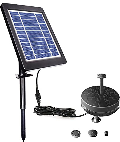 Dioche Solar-Springbrunnenpumpe für Vogelbad – 6 V, 3,5 W, Solarbetriebene, Bürstenlose Tauchwasserpumpe mit Eingebautem 1800-mAh-Akku und LED-Leuchten – Perfekt für Terrasse, Garten, Teich und Pool
