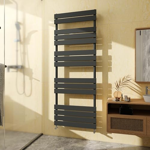 SKY BATHROOM Flat Panel Towel Rail Radiator,Wall Mounted Central Heating Ladder Rad 1600X600mm Anthracite