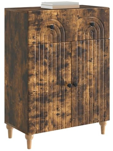 vidaXL Sideboard Geräucherte Eiche 66 x 34,5 x 90 cm Holzwerkstoff, Wohnzimmerstauraum, rechteckiger Schrank, modernes Möbel, praktischer Ordner, viel Platz, zeitgemäßes Design