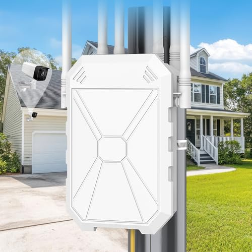Ripetitore Wi-Fi per esterni N300 con 6 antenne, amplificatore Wi-Fi a lunga distanza per esterni, IP67 resistente alle intemperie, PoE passivo, modalità AP/router/ripetitore, porta Ethernet, per