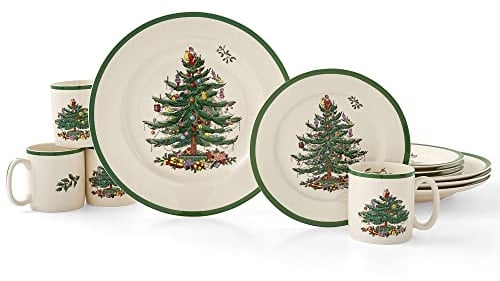 Spode Christmas Tree 12-Piece Dinnerware Set, Service for 4