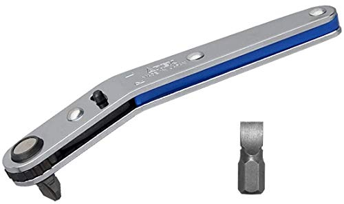 Anex Ultra Low Profile Offset Ratschen-Schraubendreher 90 Grad für engen Bereich (magnetisch, 2 Bits), nach unten abgewinkelter Kopf, blau